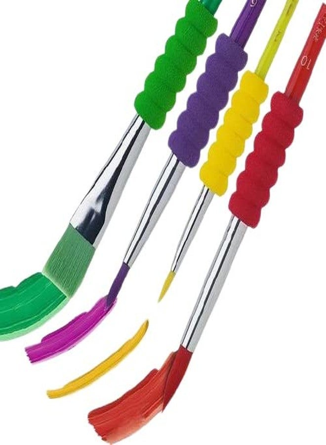 DEZIINE�4pcs Soft Grip Paint Brush Set - Kids Paint Brushes - 4 Assorted Paint Brushes for Watercolor Paint Brush - Image 1